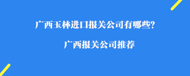 廣西玉林進口報關公司有哪些？廣西報關公司推薦