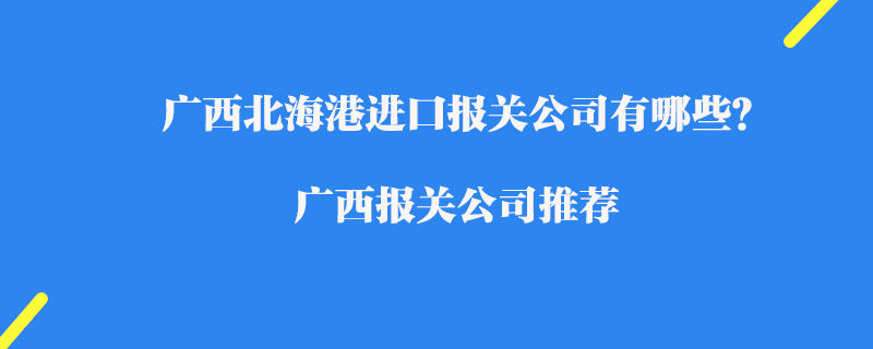 廣西北海港進口報關公司有哪些？廣西報關公司推薦